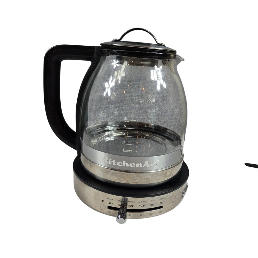 KitchenAid Electric Glass Tea Kettle 1.5L Silver Stainless KEK1322SS 6-Cup